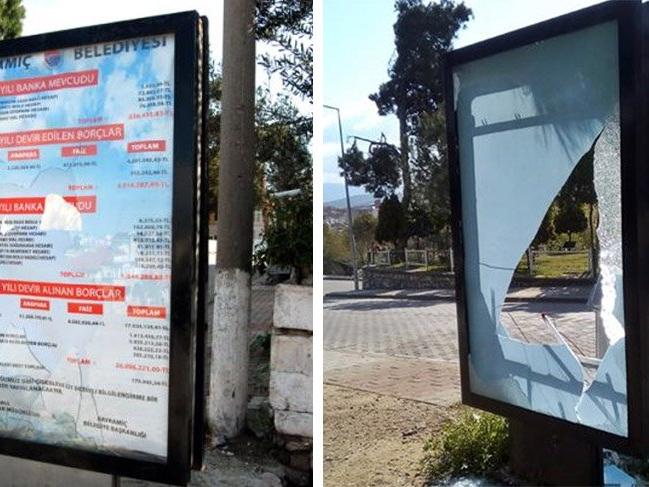 AKP'li belediyenin devrettiği borç miktarı halka duyuruldu! Billboardlar tahrip edildi...