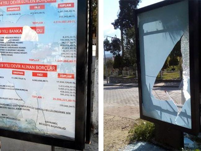 Borç yazılı billboardları kıran AKP'li belediye işçisi çıktı