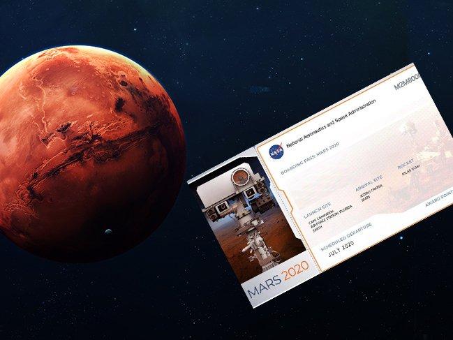 Mars'a gidecek araca isim yazdırma nasıl yapılır? Mars 2020 bileti alma ekranı…