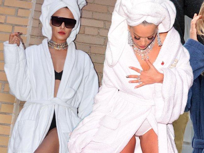 Ayşe Hatun Önal, Rita Ora'ya özendi bornoz trendine ayak uydurdu