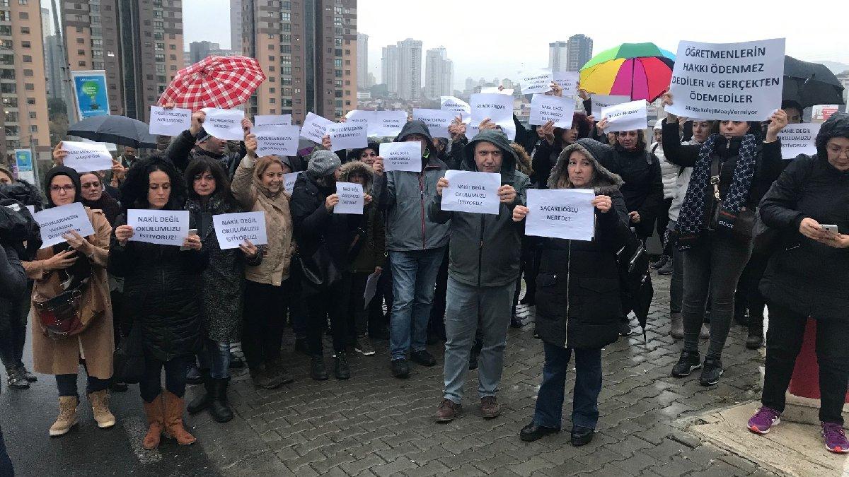 Veliler yağmur altında Doğa Koleji'ni protesto etti!
