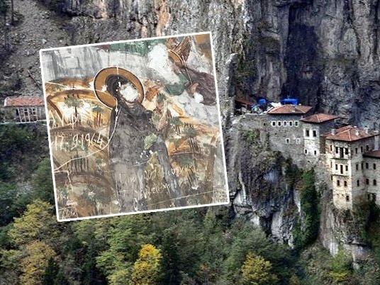 Bir skandal daha! Sümela Manastırı’nda fresklerin suratları parçalandı