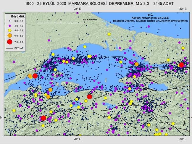 Kandilli: 120 yılda Marmara Bölgesi'nde 3’ten büyük 3 bin 445 deprem kaydedildi
