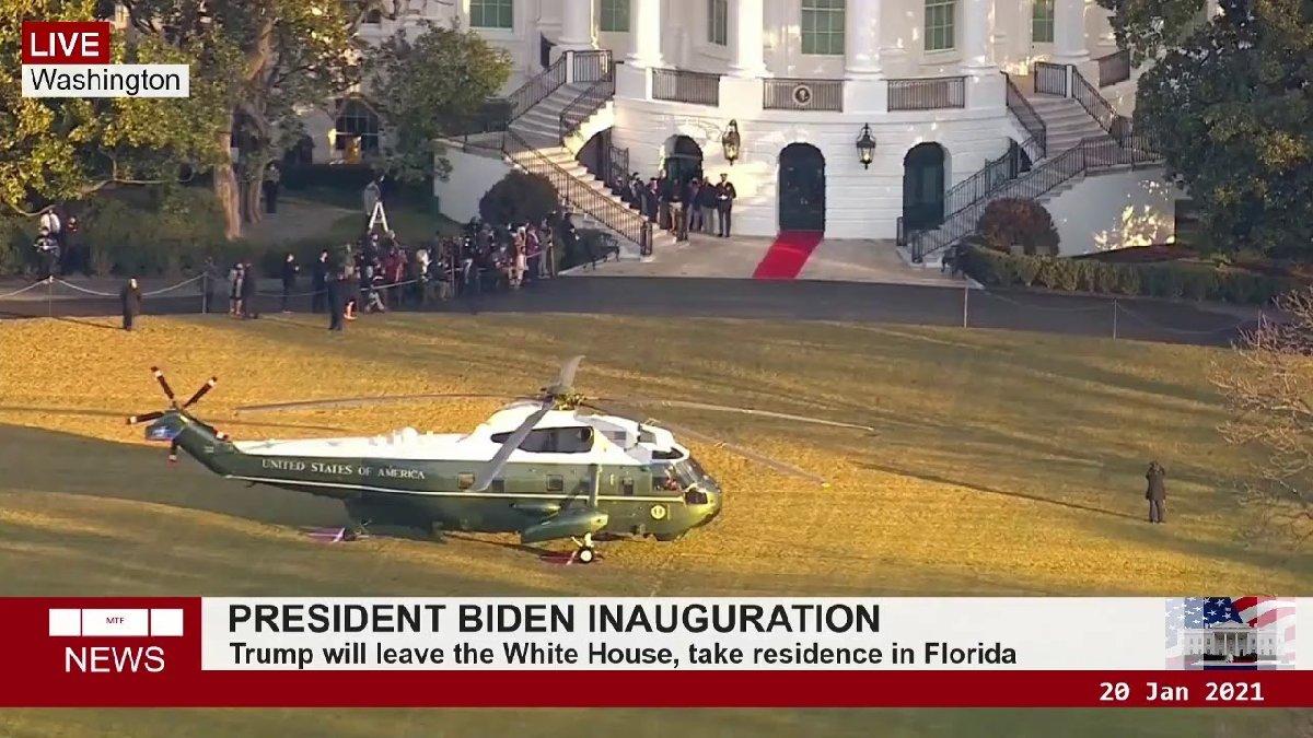 Ve bir dönemin sonu geldi... Trump Beyaz Saray'dan son kez çıktı