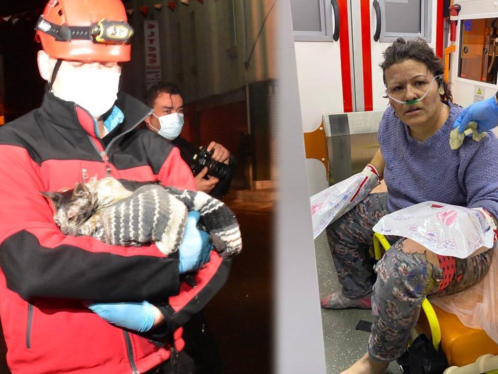 Kedisi için alevlerin içine daldı