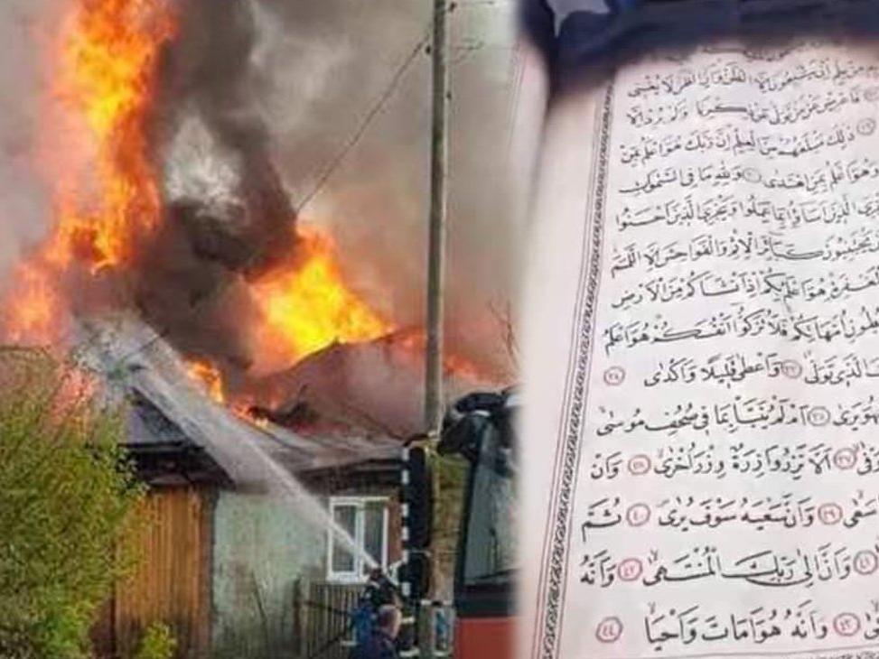 Yangında ev küle döndü, iki adet Kur'an-ı Kerim'e hiçbir şey olmadı