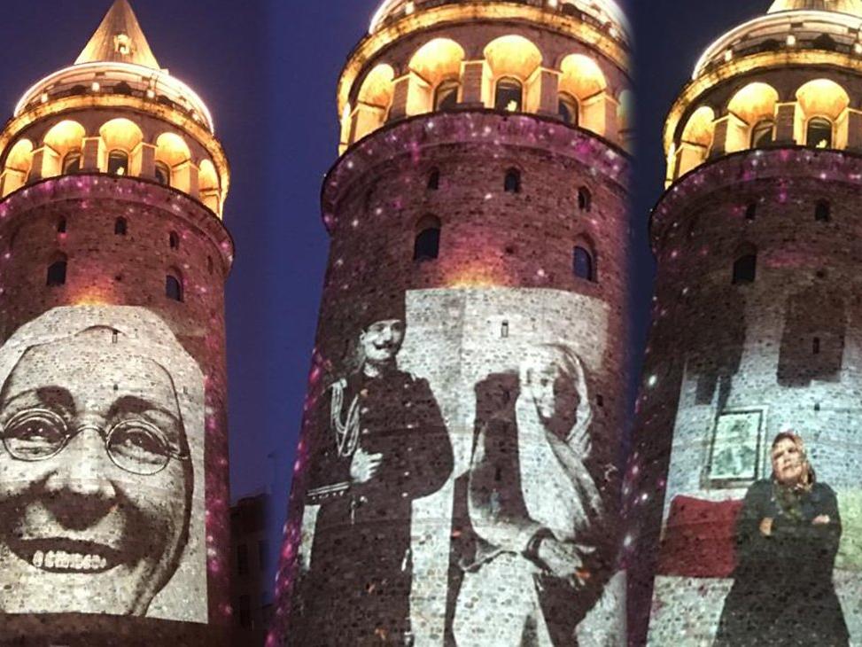Galata Kulesi annelerin fotoğraflarıyla renklendi
