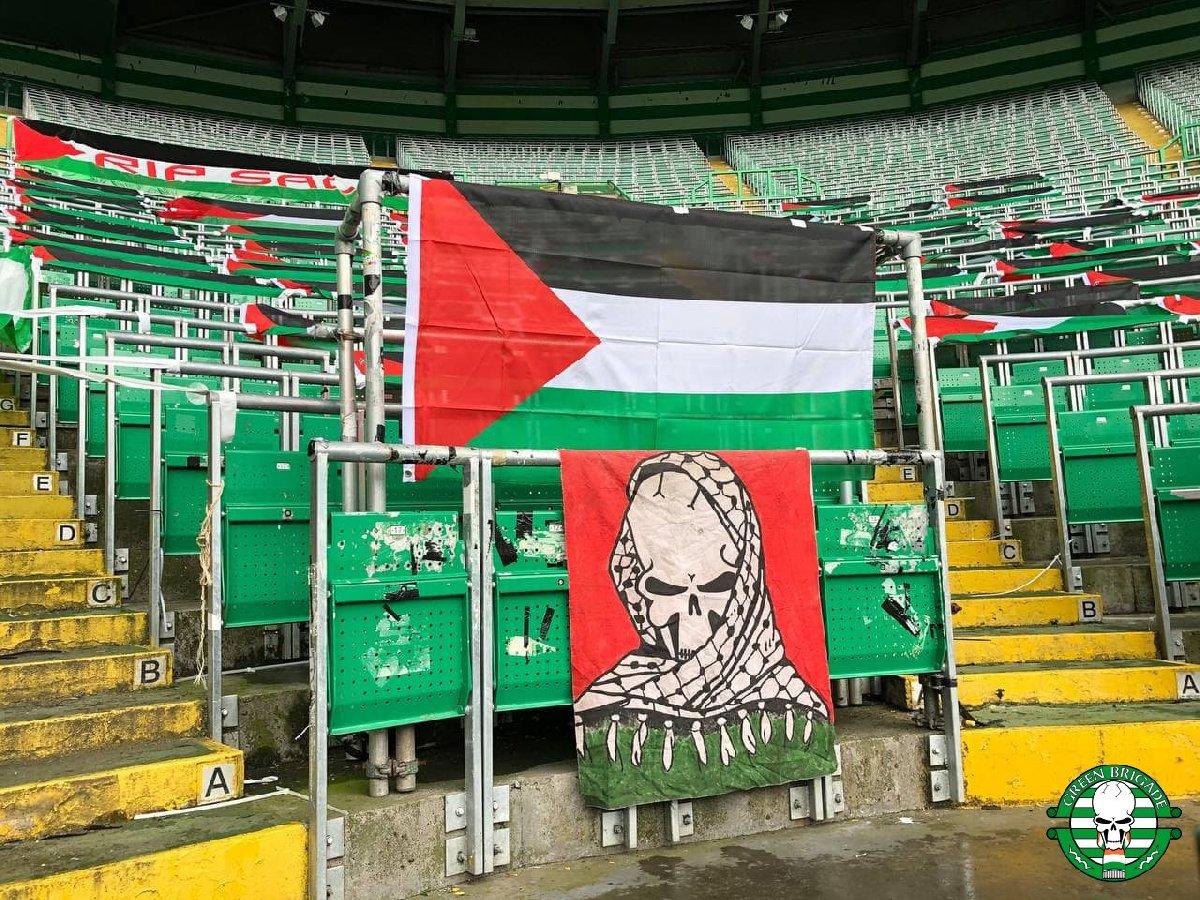 Celtic taraftarları tribünleri Filistin bayrakları ile donattı! Kulüp bu harekete izin vermedi