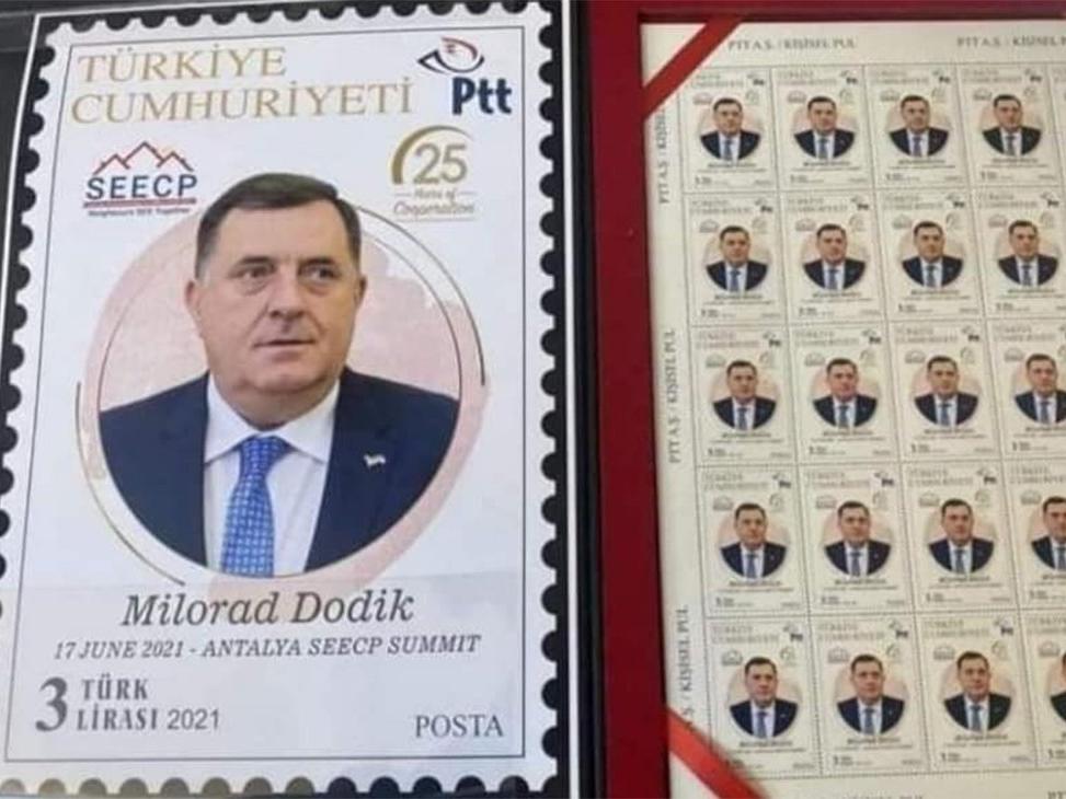 PTT'nin puluna Dodik'in resminin bastırılması tepki çekti! 'Bu yanlış acilen düzeltilmeli'