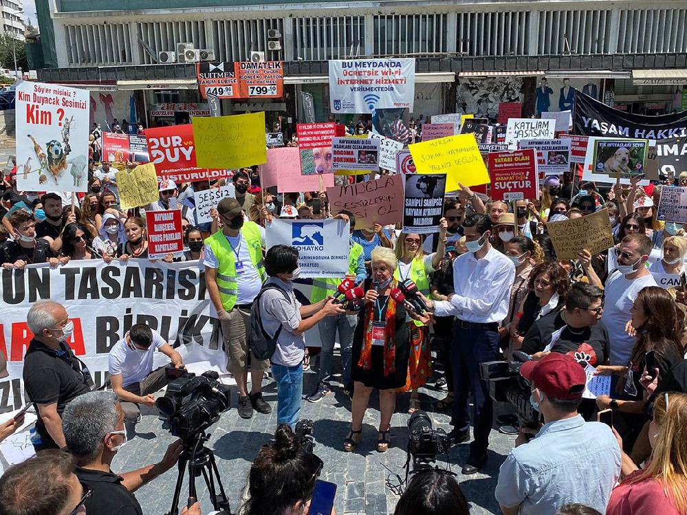 Ankara'da Hayvanları Koruma Kanunu protestosu