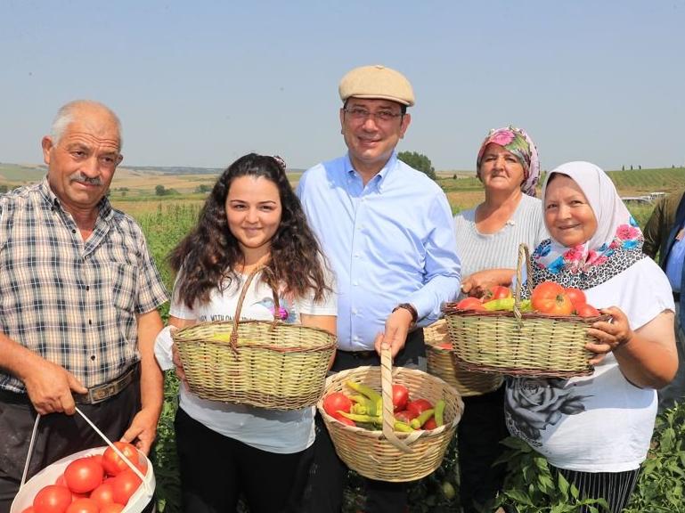 İmamoğlu ilk hasadı çiftçilerle birlikte yaptı, Kanal İstanbul mesajı verdi