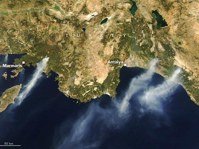 NASA, Türkiye'deki yangınların uydu görüntülerini paylaştı