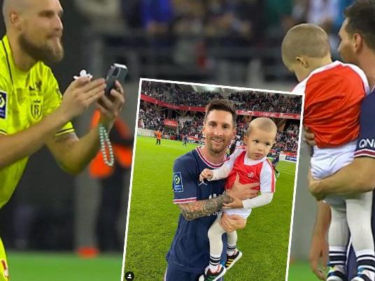 Oğlunu kaptı Messi'nin yanına koştu! Fransa'da ilk maç...