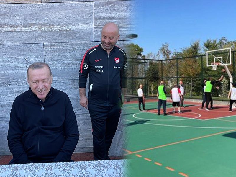 Cumhurbaşkanlığı Külliyesi'nde Erdoğan ve bakanlar basketbol maçı yaptı