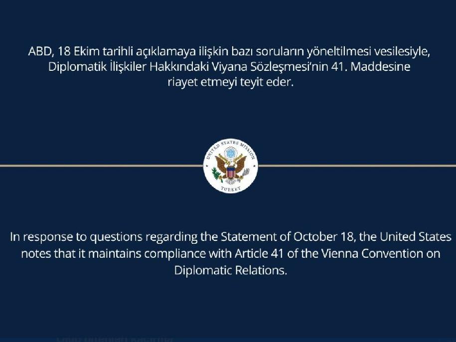 ABD'nin Türkiye Büyükelçiliği'nden açıklama geldi