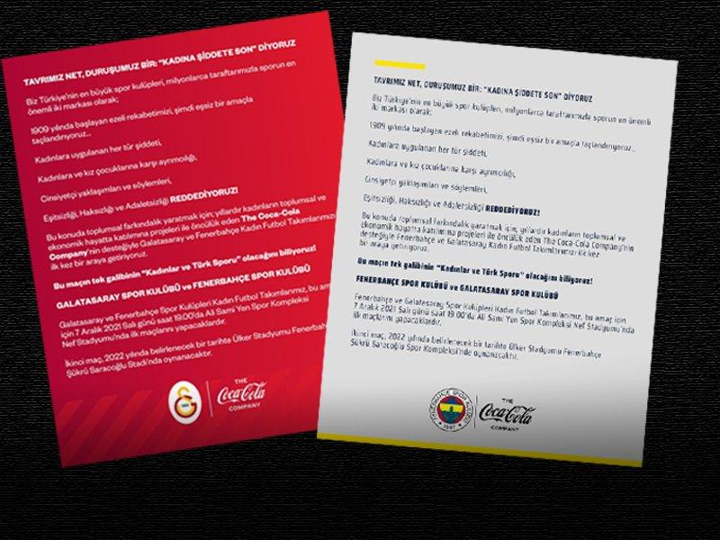 Fenerbahçe ve Galatasaray'dan 'Kadına Şiddete Son' açıklaması