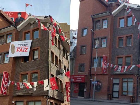 CHP'nin kaybolan pankartını emniyet sökmüş