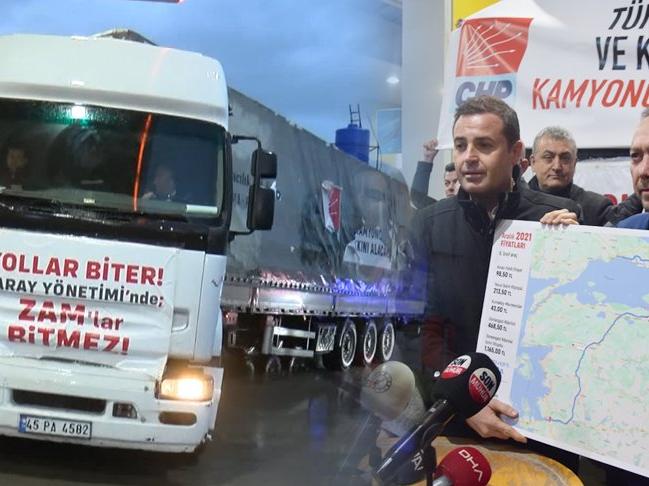 CHP'li vekiller nakliyecilerin sorunlarına dikkat çekmek için TIR'la İstanbul'dan İzmir'e geldi