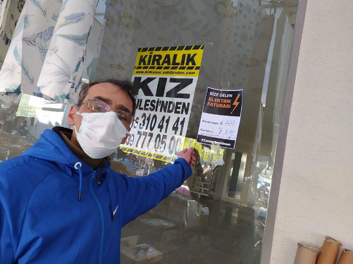 Kılıçdaroğlu'nun çağrısına katılan esnaflar, faturalardaki artışı vitrinlere astı