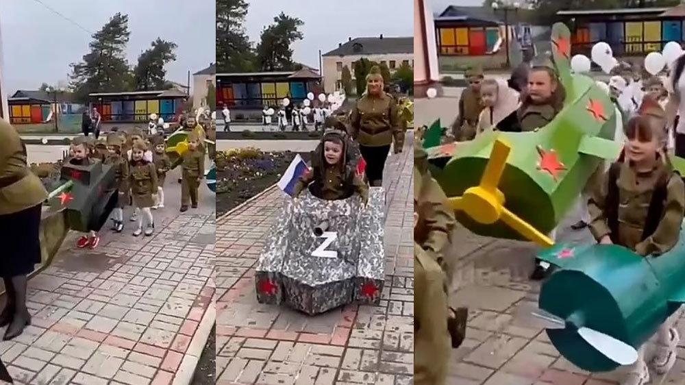 Rusya'da şaşkına çeviren görüntü: Anaokulunda propaganda