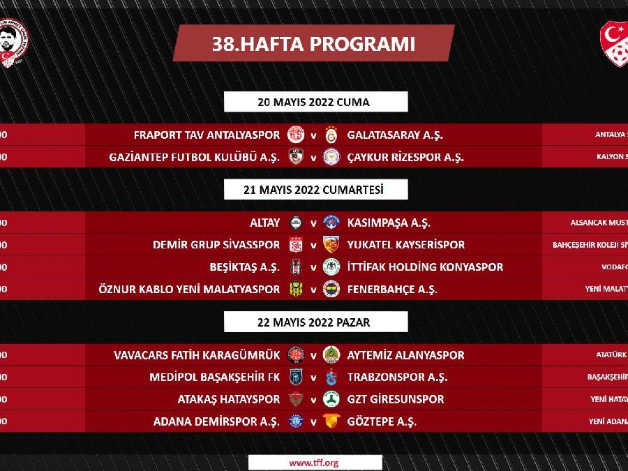 Süper Lig'de 38'inci hafta programı açıklandı
