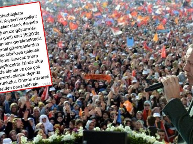 Erdoğan'ın mitingi için işçilere 'zorunlu katılım' mesajı