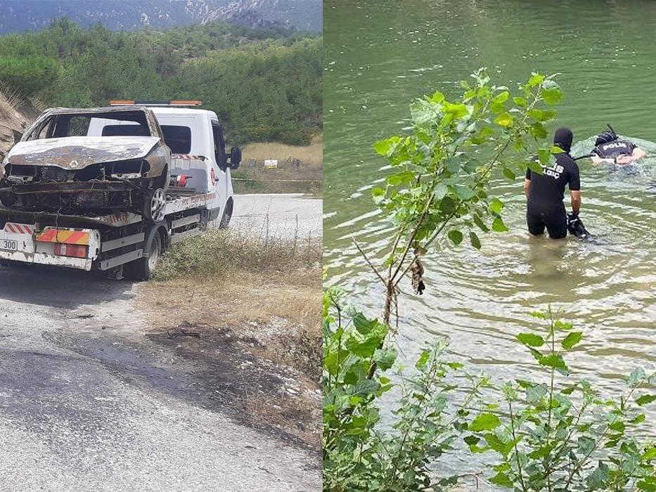Aracı yanmış halde bulunan kadının cesedine gölette ulaşıldı