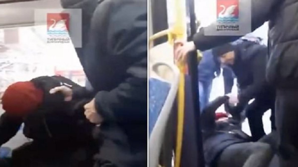 Ukrayna'nın işgalini eleştiren yaşlı Rus kadını sürükleyip otobüsten attı