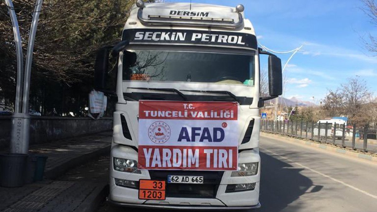 Tunceli'den Hatay'daki depremzedelere 2 TIR içme suyu