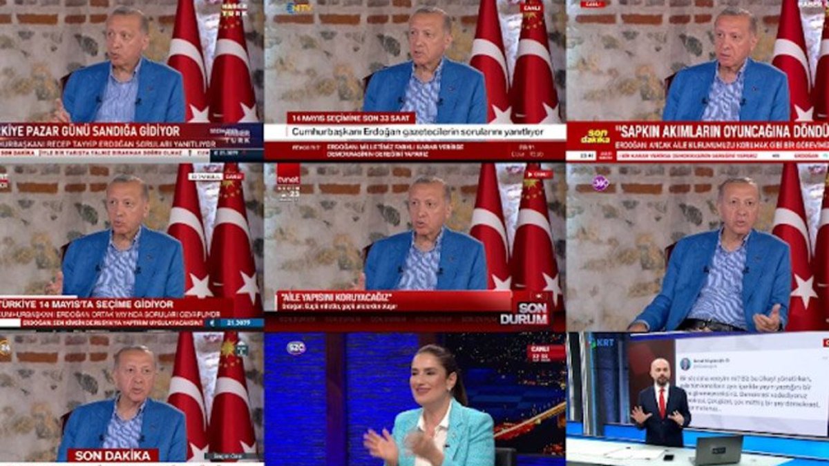 Böyle yayın tarihte yok.. Erdoğan 18 kanalda birden konuştu