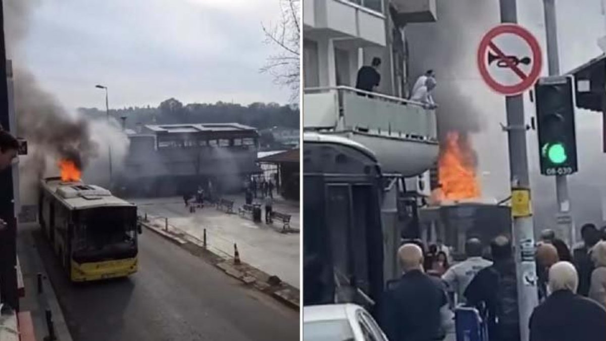 Beykoz'da İETT otobüsünde yangın