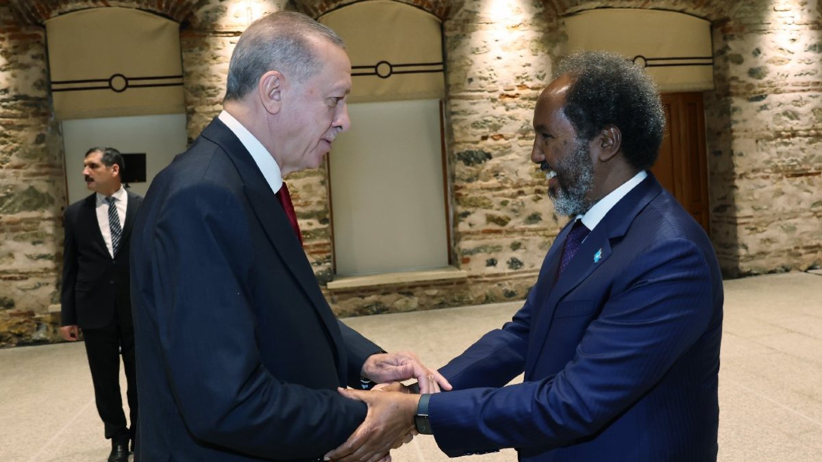 Erdoğan, Somali Cumhurbaşkanı Mahmud ile Dolmabahçe'de görüştü