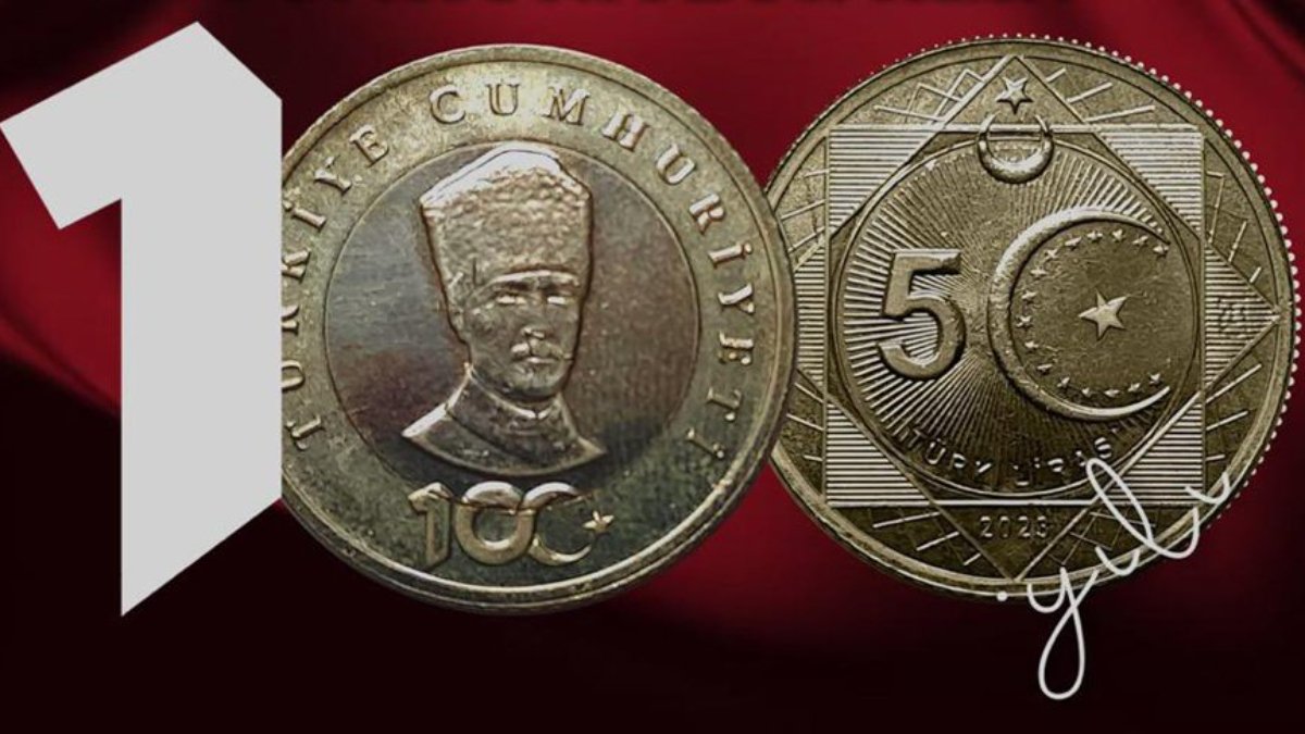 100'üncü yıla özel madeni 5 lira