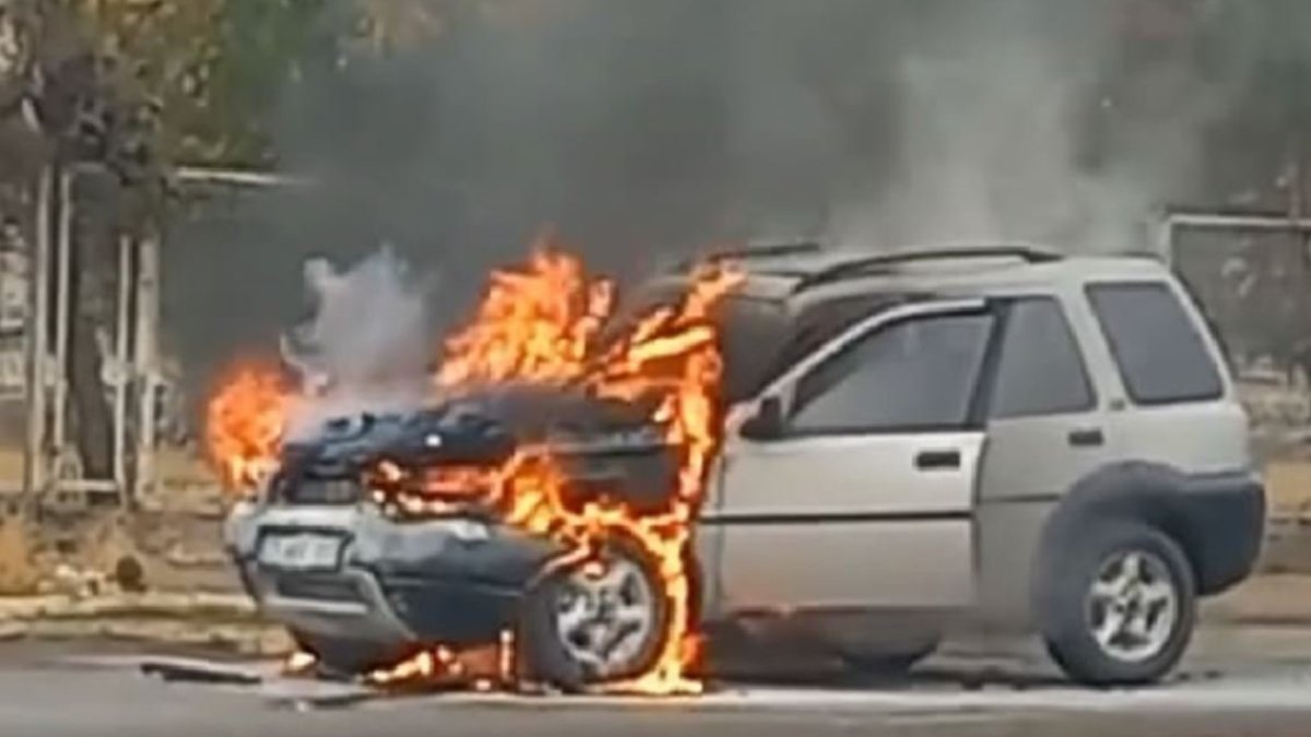 Trafikte alev alan cip kullanılamaz hale geldi