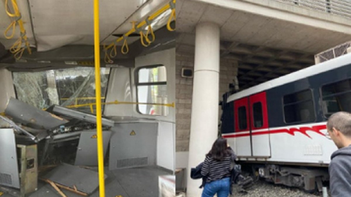 İzmir'de raydan çıkan metro duvara çarptı