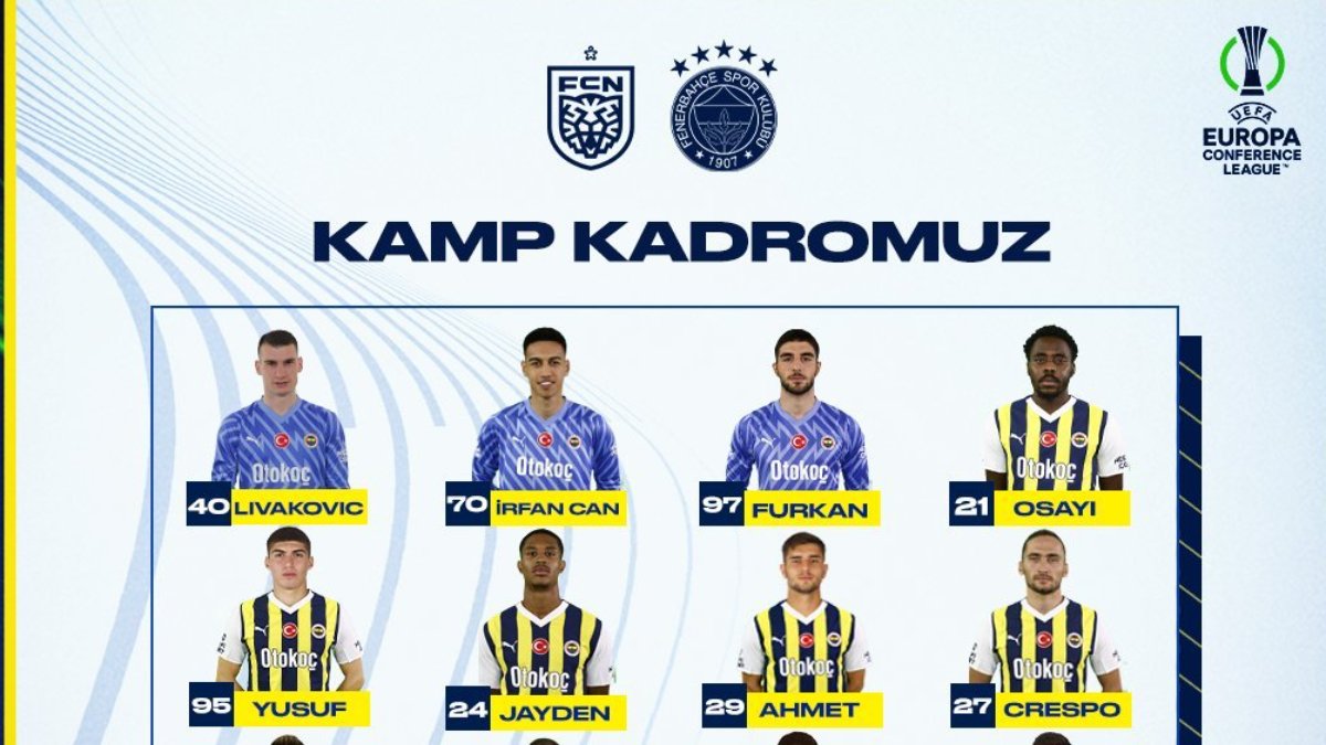 Fenerbahçe'de Nordsjaelland maçı kamp kadrosu açıklandı